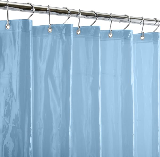 Bath Bliss PVC Heavy Weight Shower Curtain Liner | 4G | 70"x72" | Rust Resistant Copper Grommets | Magnetic Hem | Blue