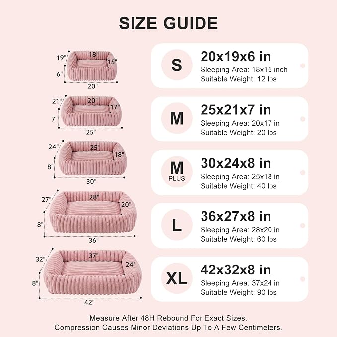 FURTIME Medium Dog Beds for Medium Dogs Washable, Orthopedic Dog Bed, Rectangle Warming Soft Calming Sleeping Puppy Bed Durable Pet Bed with Anti-Slip Bottom