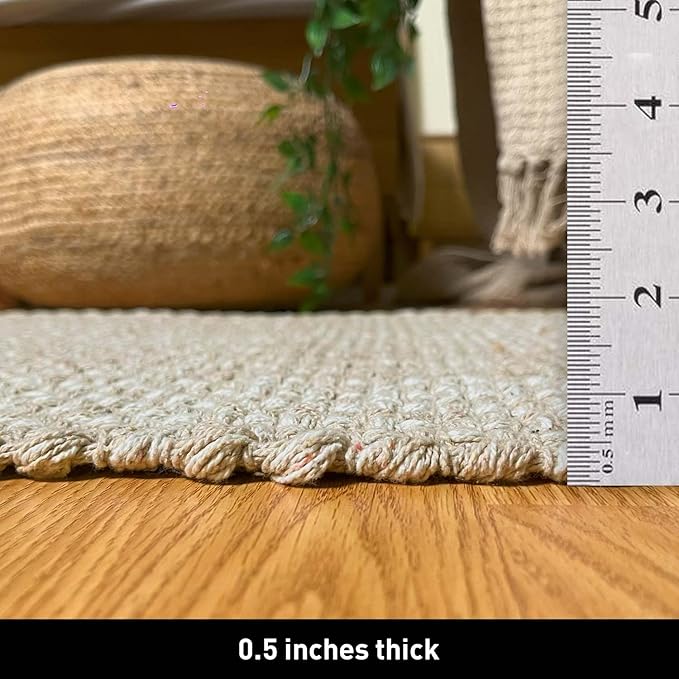 Chardin home Sand & White Reversible Runner Rug, 2x5 feet Machine Washable Cotton Rug, Perfect for hallways, stairwell, Kitchen Bedroom