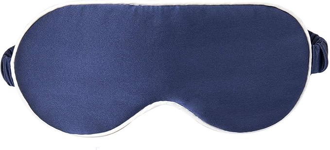 Mulberry Natural Silk Sleep Mask for Women & Men with Elastic Strap, Super Soft Sleeping Eye Mask, Size M, (Navy Blue)