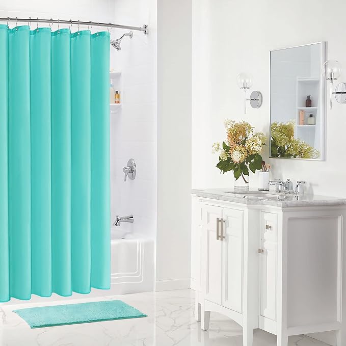 Gibelle Stall Small Shower Curtain Liner 36 x 72 Inches, Teal Shower Curtain Liner, Washable Waterproof Fabric Shower Liner for Bathroom, Machine Washable