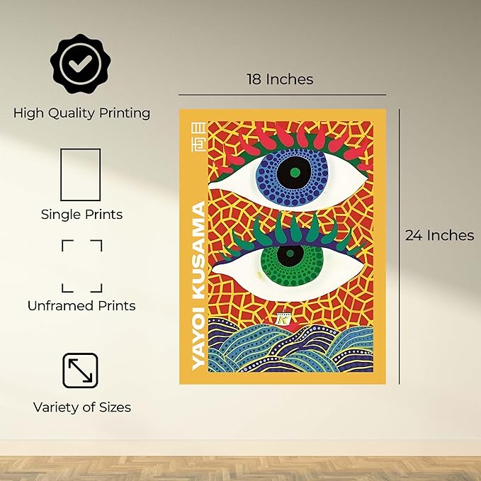 InkFlow Posters Abstract Pop Art Eyes Poster - Bold Repeating Pattern Graphic - Modern Wall Art for Living Room, Bedroom, Home - 18x24 Unframed Canvas Print
