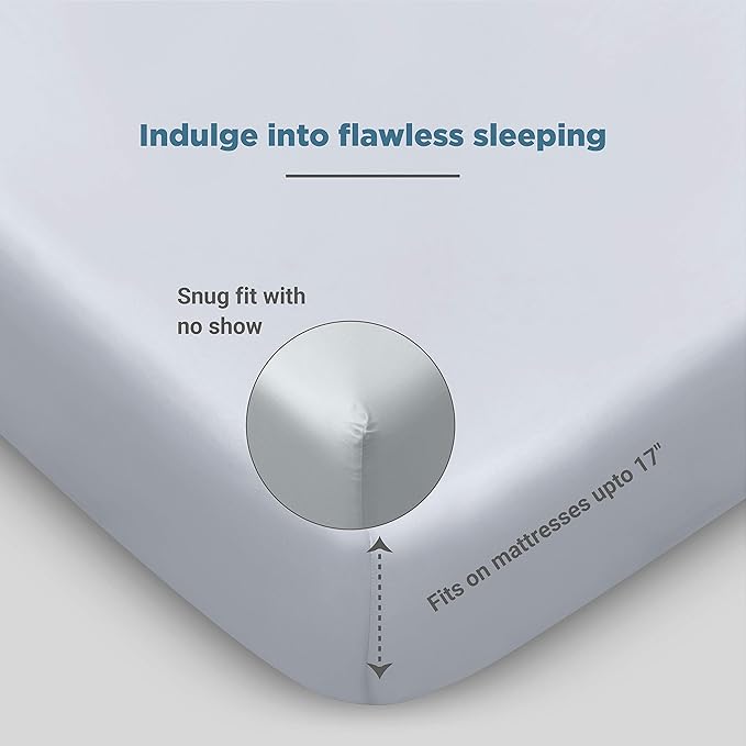 Fabdreams 100% Organic Cotton Twin XL Size Sheet Set | 400 Thread Count Sheet Set | GOTS Certified | Long Staple Cotton | Upto 17" Elasticised Deep Pockets | Soft Silky Shiny | White