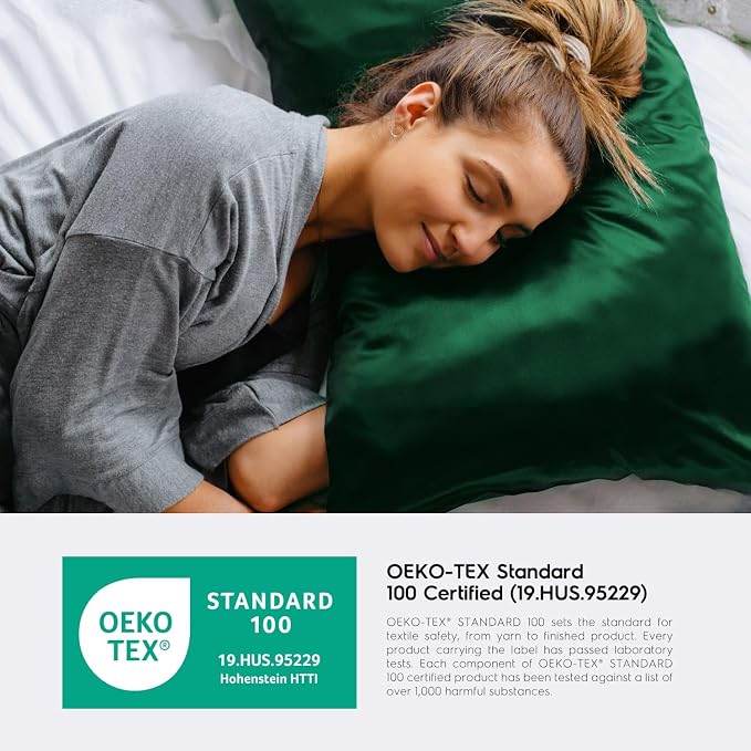Tafts Silk Pillow Cases - 22mm 100% Pure Mulberry 6A Silk Pillowcase for Hair & Skin with Zipper Closure, Cooling, Natural, Organic, Double Sided Pillow Case (Emerald, Queen 20x30 1pc)