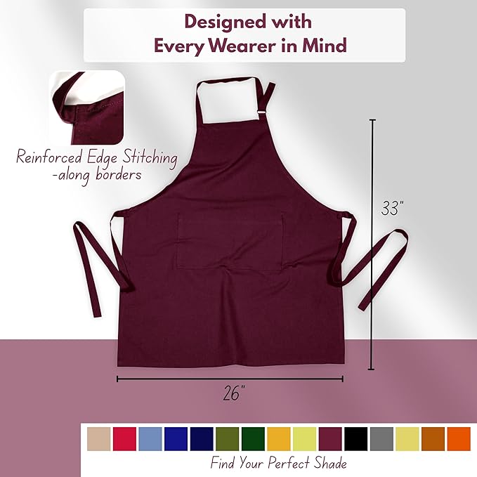 Native Fab Kitchen Apron 2 Pack - 100% Cotton Adjustable, Durable Apron with Pockets, Perfect for Cooking, Baking, Grilling