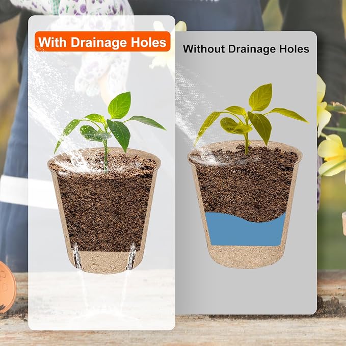 JNYONG 60 Packs 3.15 Inch Peat Pots,Biodegradable Pots for Seedlings with Drainage Holes, Garden Germination Nursery Pots with 50Pcs Plant Labels