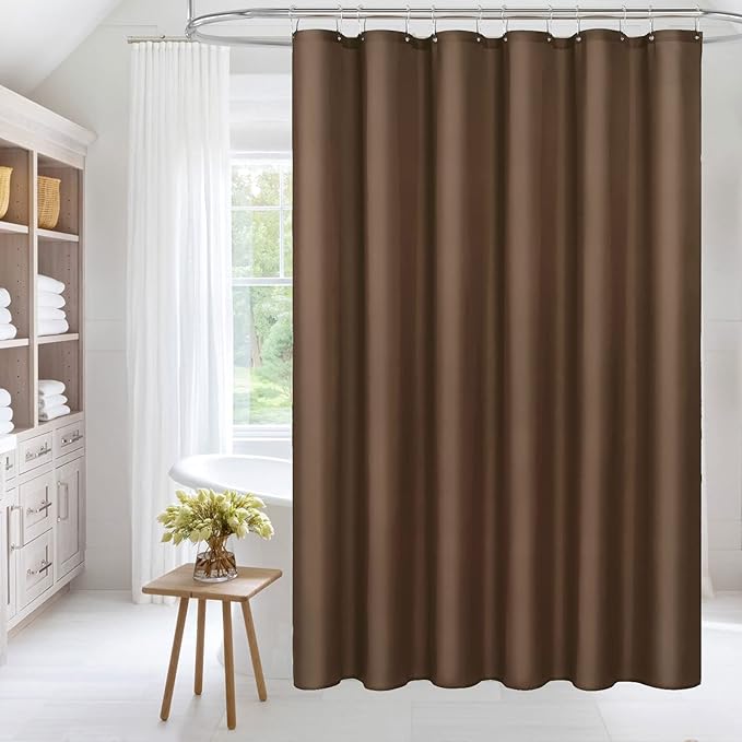 MitoVilla Brown Shower Curtain Liner for Rustic Vintage Bathroom Decor, Waterproof Fabric Shower Curtain Liner, Soft Cloth & Hotel Quality, 72" W x 72" H