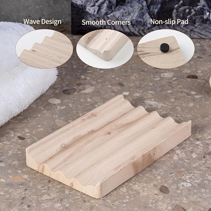 Karibiber Soap Holder, Marble Soap Dish for Shower, Bar Soaps Holder with Water Ripple Design, Easy Cleaning Soaps Saver for Kitchen Sink，Bathroom, Executive Indian Natural Stone Soap Tray(Phalodi)