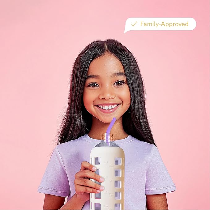 purifyou 14.5" Stainless Steel Straws with Pastel Colored Silicone Tips, Extra Long & Wide Reusable Metal Straws for Tumblers, Smoothies (Set of 5 with Brush)