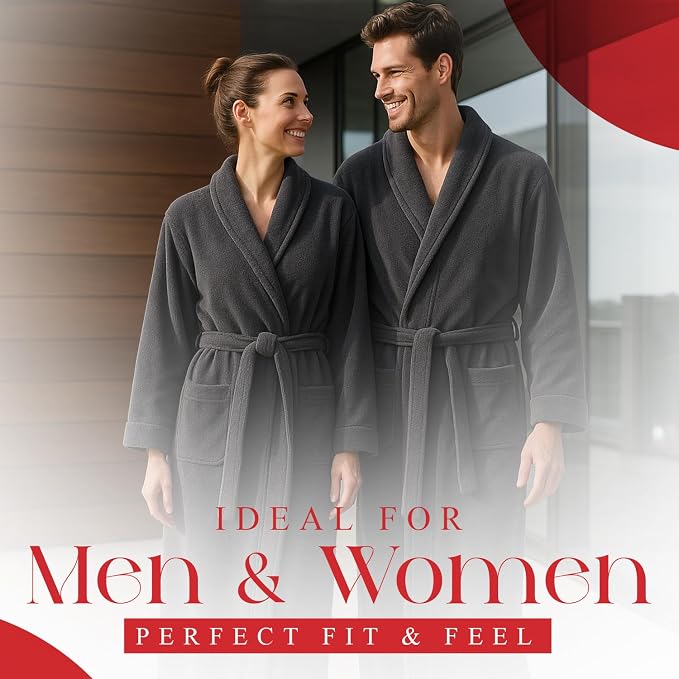 RIVERSIDE Premium 100% Cotton Terry Bathrobe For Women and Men - Soft Towel Robes with Shawl Collar Ajdustable Belt & Pockets