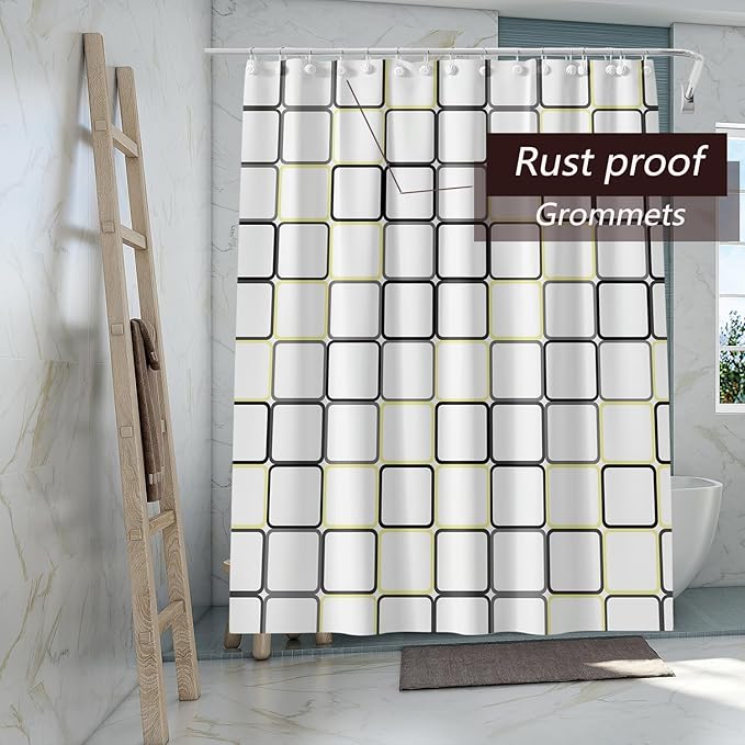 TIKABC Shower Curtain Liner, 4G PEVA Shower Liner, Plastic Waterproof Shower Curtains, 72x72 inch with Grommet Holes 3 Magnetic Weights