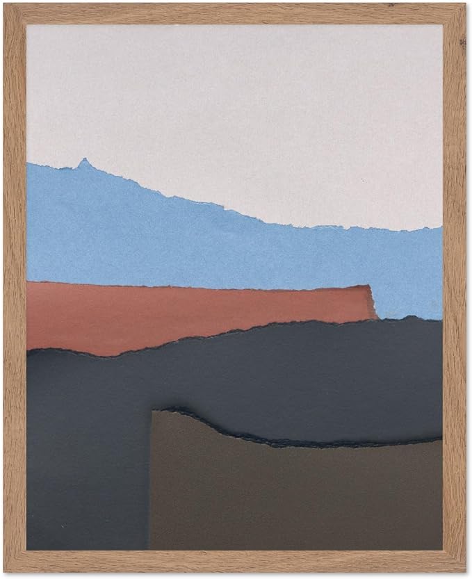 Monem Art Abstract Mountain Landscape Collage Print - Minimalist Scandinavian Art Poster - Wall Decor for Living Room, Bedroom or Office - 16x20 Beige Framed Wall Art by Mareike Bohmer