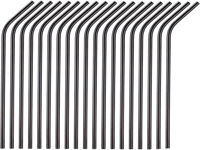 50-Pack Stainless Steel Straws,Super Long 10.5 Inch Drinking Metal Straws for 30oz/20oz Tumblers Yeti Cups Travel Mugs,Reusable Rustproof Dishwasher Safe (All bent 50pcs -10.5" Black)