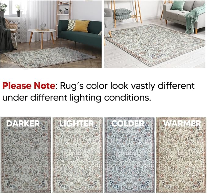 Keen Home Design 30"x144" Rug - Machine Washable Runner Rug with Non-Slip Backing, Ideal for Hallway, Entryway, Kitchen, Laundry Room - Vintage, Easy Clean, Durable, Low Pile - (2'6" x 12')