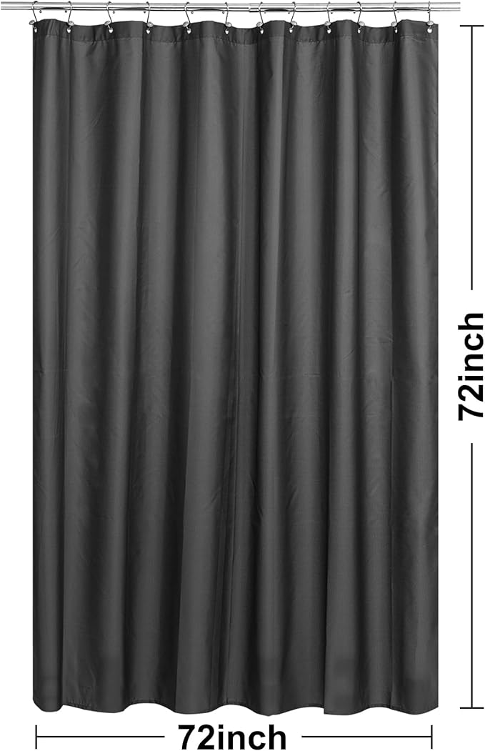 N&Y HOME Fabric Shower Curtain or Liner with Magnets Dark Charcoal Grey - Hotel Quality, Machine Washable, Water Repellent - Graphite Gray, 72x72
