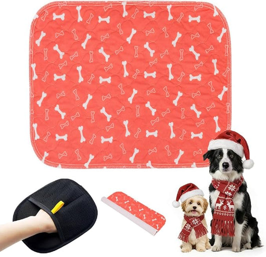 Puppy Pee Pads with Pheromones, Washable Puppy Training Pads for Dogs Reusable Puppy Potty Pads for Dogs and Cats(with Pet Hair Removal Gloves)