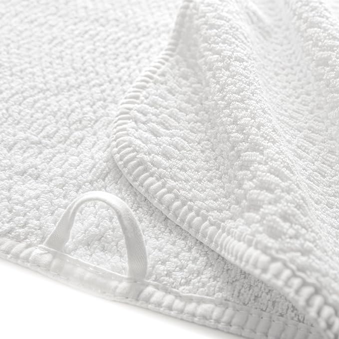 Graccioza Bee Waffle Wash Cloth 12" x 12" - 100% Egyptian Combed Cotton, 550 GSM - Elegant Waffle Pattern Bath Towels - Super Absorbent and Quick Dry Washcloth - Soft Body and Face Towel - White