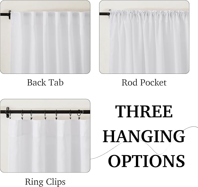 RYB HOME Extra Long Linen Sheer Curtains 108 inches Long, White Aesthetic Light Filtering Airy Half Privacy Floor Sweeping Draperies for Sunroom, W 52 x L 108 inches, 2 Pcs