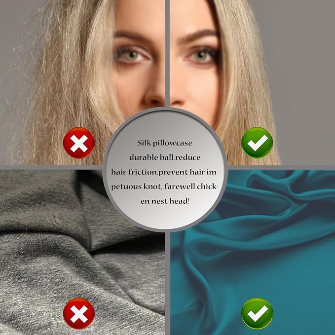 Mulberry Silk Pillowcase for Hair and Skin Pillow Case with Hidden Zipper Soft Breathable Smooth Cooling Silk Pillow Covers for Sleeping (Teal, King,1Pcs)