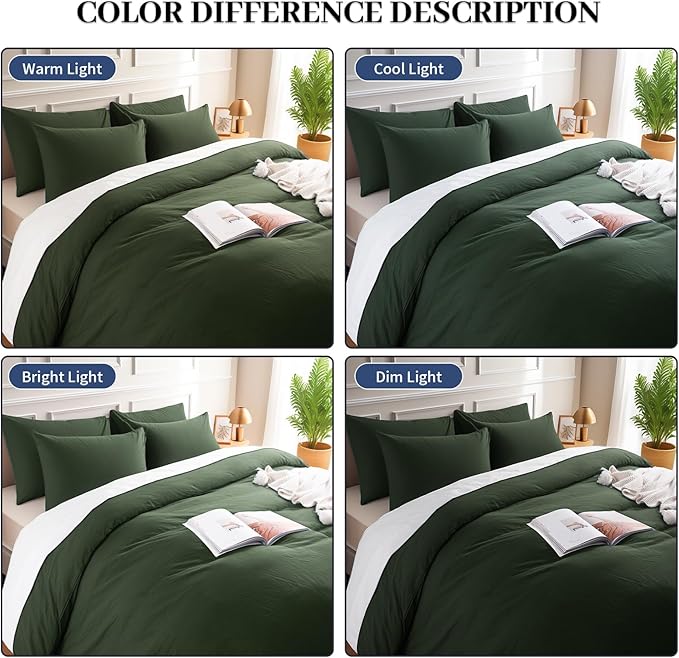 NEXHOME PRO Twin Duvet Cover Set – 100% Certified Organic Cotton with Washed Feel & Linen-Like Texture, Comfortable & Breathable, Home Bedding Set Olive Green (No Comforter)