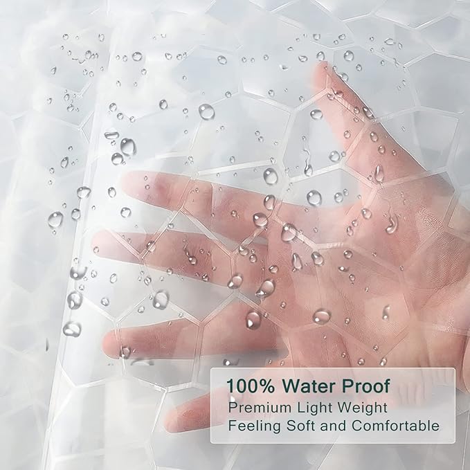 EVA Clear Shower Curtain Liner, 3D Water Cube 5G Shower Liners with 12 Rustproof Metal Grommets and Weighted Magnets, Waterproof Duty for Bathroom 72 x 72