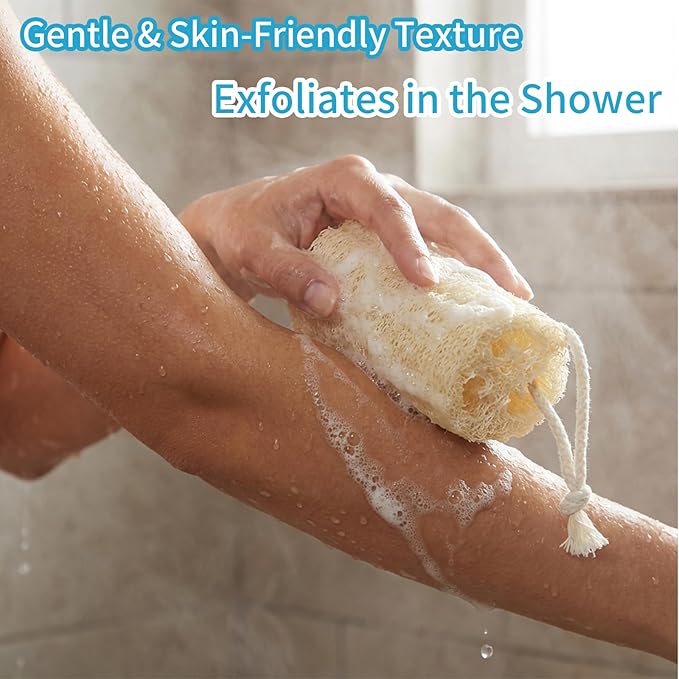 Natural Loofah Exfoliating Body Sponge Scrubber, Plant-Based Organic Loofa Luffa for Men & Women Skin Care Bath Shower Cleaning Back & Fac, Natural Sponges for Dishes (4", Count, 6.0)