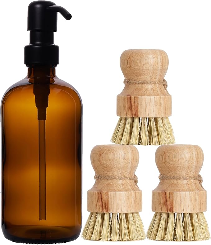 Diahom Soap Dispenser and Bamboo Dish Brush