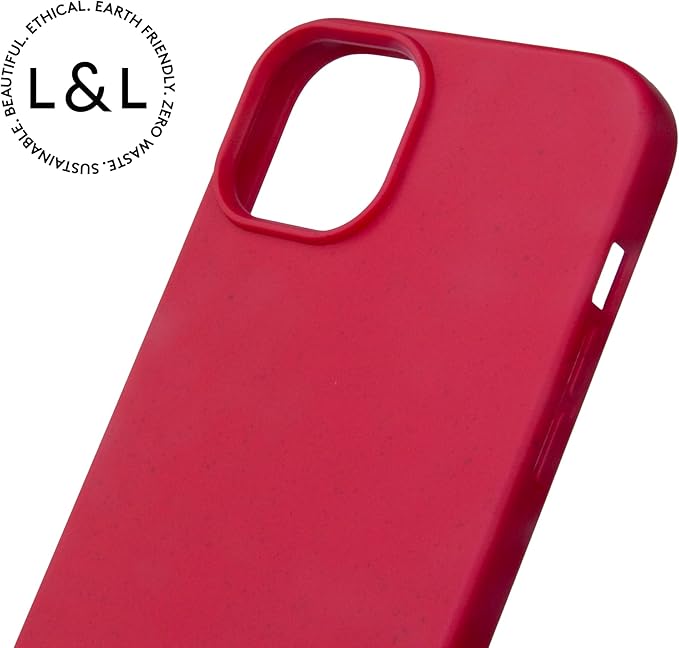LOAM & LORE Biodegradable Phone Case for iPhone 15 Plus, Plastic Free Eco Friendly Phone Case, Plant Based Compostable iPhone 15 Plus, Premium Zero-Waste Phone Cover (Red)