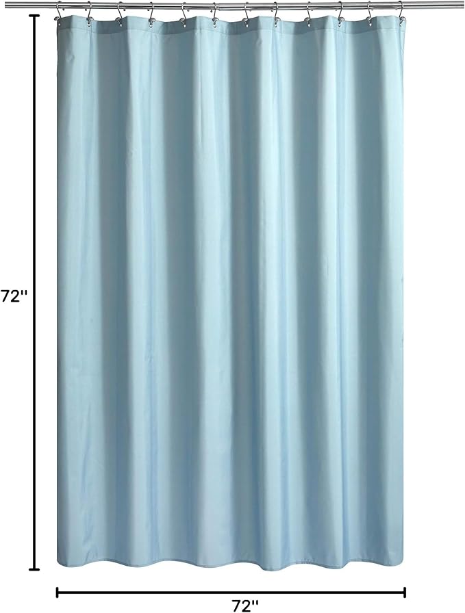 Ultimate Waterproof Fabric Shower Curtain or Liner, Breathable TPU & Machine Washable, Use for Bath Tub/Stall in Home and Hotel, Blue, 72"x72"