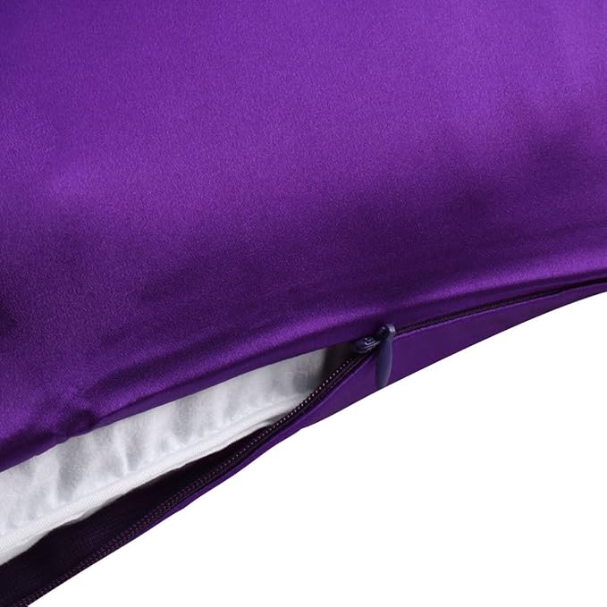 uxcell 1 Pack 100% Charmeuse Pure Silk Pillowcase for Hair and Skin, 350TC 19 Momme Soft Breathable Pillow Case with Hidden Zipper, Purple Silk Pillowcase Travel (14x20inch)