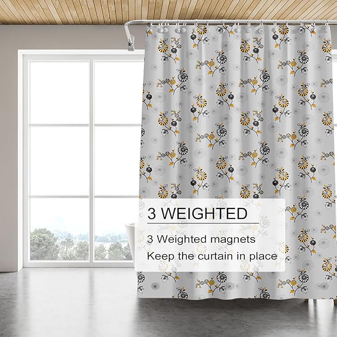 TIKABC Shower Curtain Liner, 4G PEVA Shower Liner, Plastic Waterproof Shower Curtains, 72x72 inch with Grommet Holes 3 Magnetic Weights