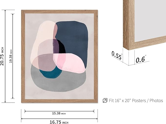 Monem Art Pastel Abstract Color Block Painting Print - Scandinavian Minimalist Art Poster - Wall Decor for Living Room, Bedroom or Office - 16x20 Beige Framed Wall Art by Mareike Bohmer