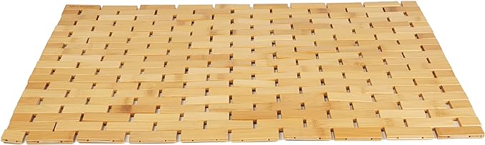Mind Reader Bath Mat, Shower Mat, Bathtub Mat, Bathroom Accessory, Wood, Rayon from Bamboo, 23.5"L x 16.5"W x 0.4"H, Brown