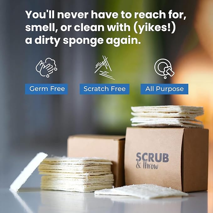 Scrub & Throw Loofah Scrub Sponge, Natural, Plastic-Free, Non-Scratch, for Kitchen, Dishes, Pots and Cleaning, Plant-Based, Plastic-Free, Eco-Friendly, Biodegradable, 90 Pack