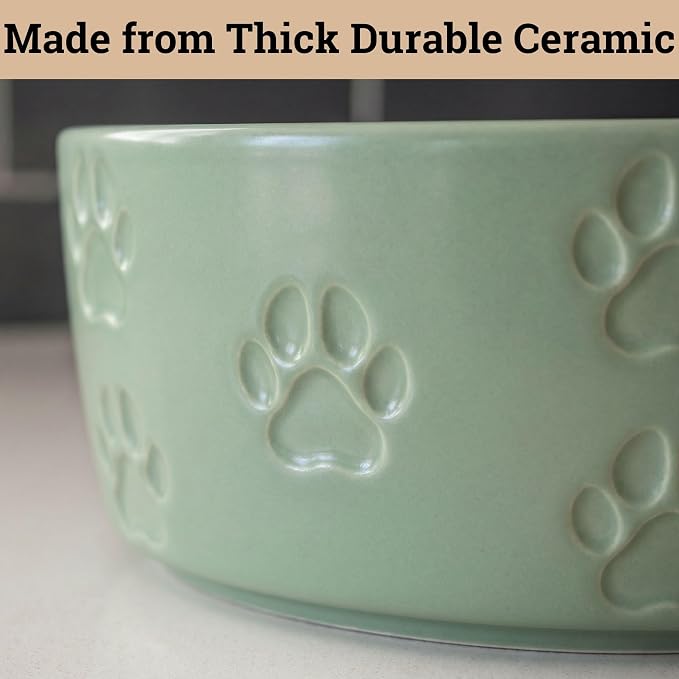 Ceramic Dog Bowl Set of 2 with Anti-Skid Base - 5" Wide x 2" Tall Ceramic Dog Bowls for Small Dogs - 2 Cup Capacity Food and Water Bowls for Dogs - Rubber Bottom Pet Bowl Set of 2 for Small Pets