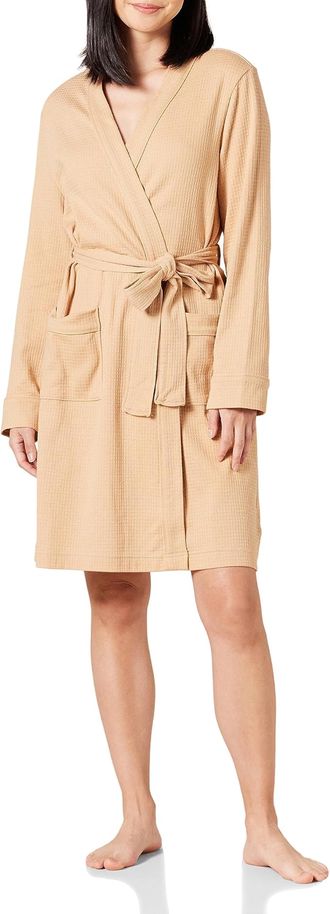 Amazon Essentials Women's Lightweight Waffle Full-Length Bath Robe with Pockets (Available in Plus Size)