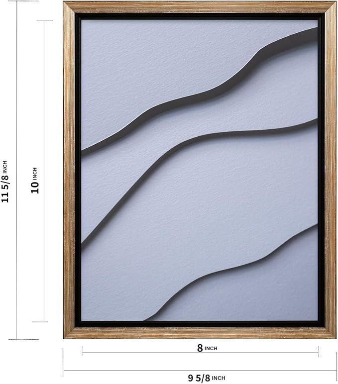 Monem Art Minimalist White Paper Waves Print - Abstract Scandinavian Texture Poster - Wall Decor for Living Room, Bedroom or Office - 8x10 Silver Framed CANVAS Wall Art by Mareike Bohmer