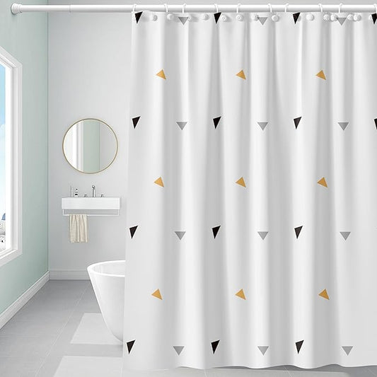 Plastic Shower Curtain Liner, Premium PEVA 6G Color Triangle Shower Curtain, Shower Curtains for Bathroom with 3 Magnetic Weights and Rustproof Grommets (Color Triangle, 72x72 in)