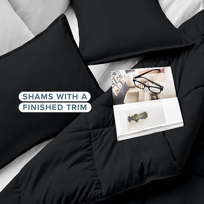Bare Home Comforter Set - Ultra-Soft - Goose Down Alternative - Premium 1800 Series - All Season Warmth (King/Cal King, Black)