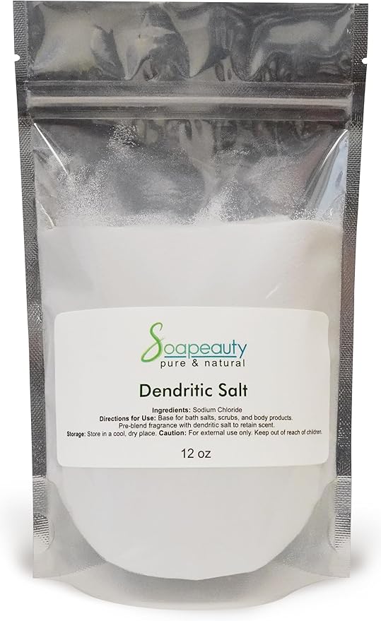 Soapeauty Dendritic Salt | Premium Fine Grain Bath and Body Salt for Scrubs, Exfoliants, and Milk Baths | High Absorption for Fragrance Oils and Essential Oils | 12 oz