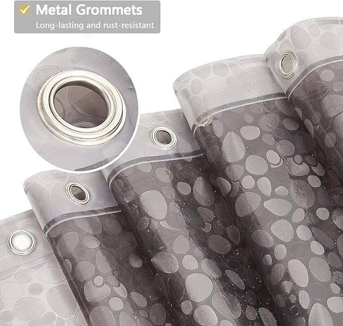 Shower Curtain Liner, Waterproof EVA 3D Shower Curtains with Duty Heavy Bottom Magnets and Rust Proof Grommets, Weighted Shower Liner for Shower Stall, Bathtubs