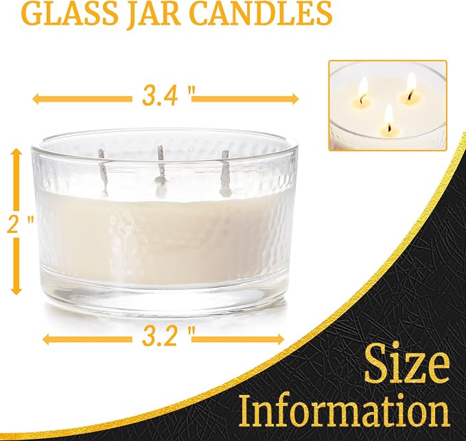 3-Wick Beeswax Candles in Glass Jar, Natural Unscented Beeswax Candles - 22 Hour Burn Time, Handmade Candles for Party, Holidays Gift, Dinning (Pack of 1, White)