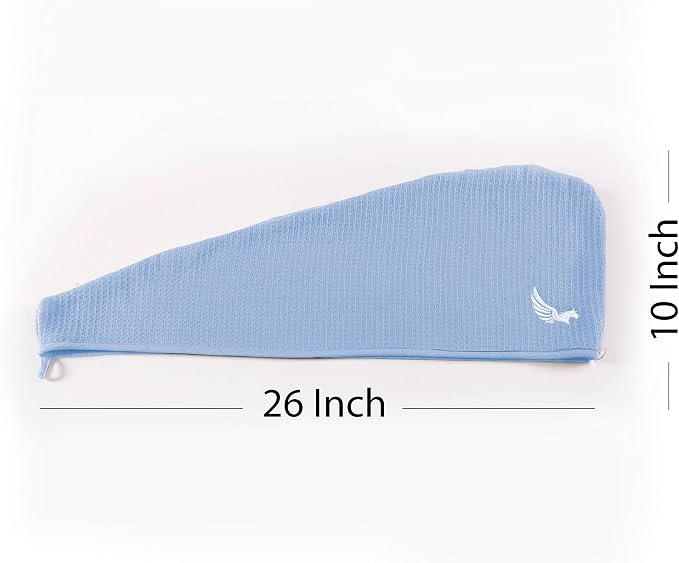 100% Turkish Cotton Hair Towel Wrap for Women,Non Microfiber,400-GSM(Grams per Square Metre),AntiFrizz,Hair Plop Waffle Towels for Curly,Long&Thick Hairs,Turban Head Wrap,1Pack10x26inc