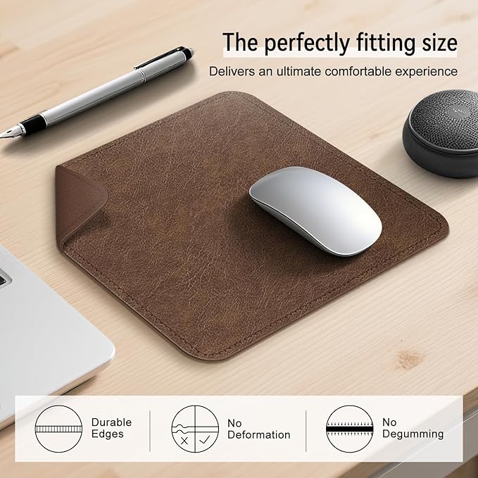 Imitation Crazy Horse Leather Desk Mat - Waterproof Desk Pad - Ideal for Large Mouse Pad and Desk Mats on Top of Desks (Brown+Brown, 11"*8")