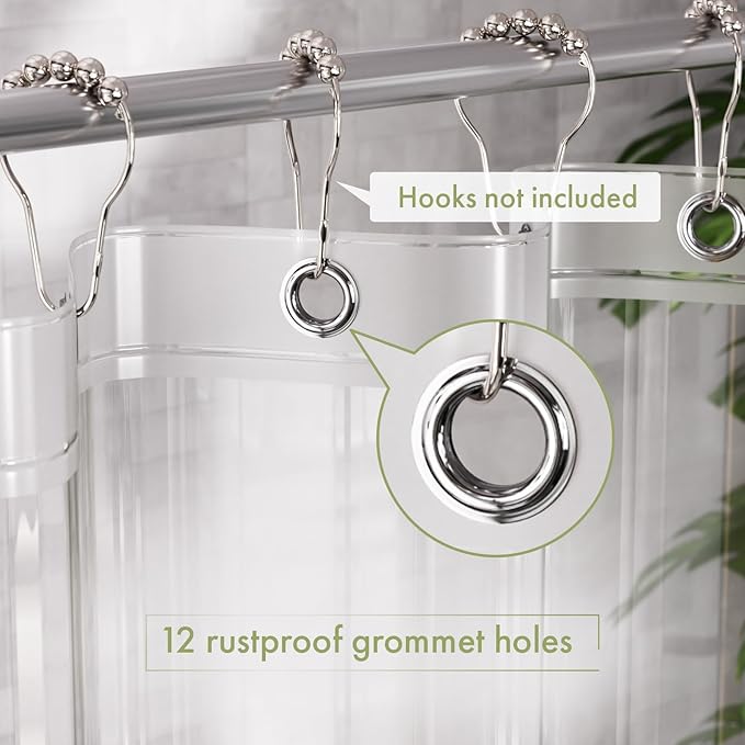 AmazerBath Clear Shower Curtain Liner, 72x78 Long Plastic Shower Curtain Liner, Waterproof PEVA Shower Liner, Cute Lightweight Shower Curtains for Bathroom with 3 Magnets and 12 Rustproof Grommets