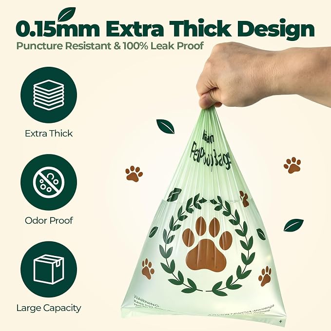 Certified Compostable Dog Poop Waste Bags-ASTM D6400&EN 13432 Compliant-270 Total Count,lavender fragrance Leakproof Dog Refill Rolls,15 Plant Based Compostable Poop Bags Per Roll (18 rolls)