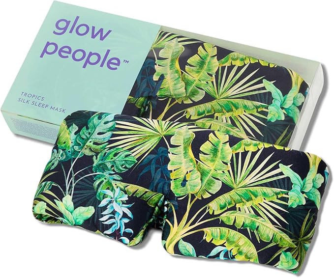 Glow People Silk Sleep Mask – 100% Mulberry Silk Eye Mask for Sleeping, Total Blackout, Cloud-Soft and Adjustable for Beauty Sleep and Travel - Tropics