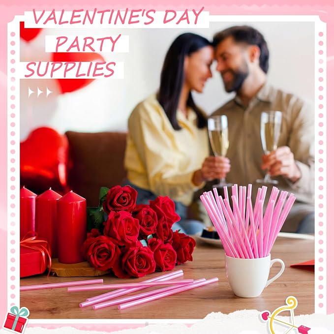Honeydak 60 Pcs Reusable Hard Plastic Straws 9 Inch, Pink PP Drinking Straws Bulk for Iced Coffee Smoothies Cocktails Lemonade, Summer Patio BBQ Pool Party Supplies