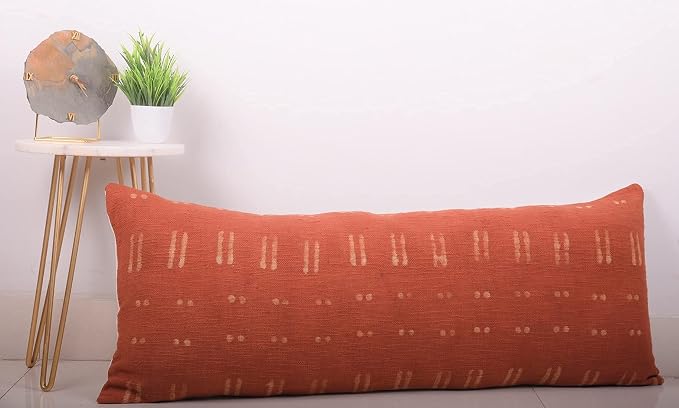 Trade Star Handloom Pillow Cases 100% Cotton Throw Pillow Cover Modern Cushion Case Farmhouse Rustic Decor Decorative Authentic (Rust Blossom 14X36 INCHES)