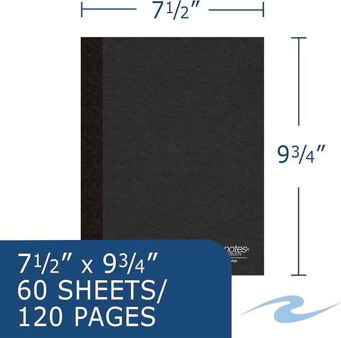 ROARING SPRING Environotes Recycled Composition Notebook, College Ruled Durable Hard Cover Comp Book, 4 Pack, 60 Sheets (120 Pages), 20 lb Paper, 9.75 x 7.5 Inches, Made in USA